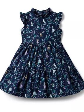 Janie and Jack x Disney Frozen Toile Dress Navy Blue Kids Luxury NWT size 10